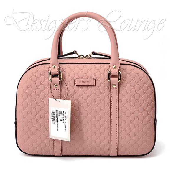 NEW GUCCI Micro GG Guccissima BREE Soft Pink Leather Medium Boston Bag $1,690 - Picture 2 of 16